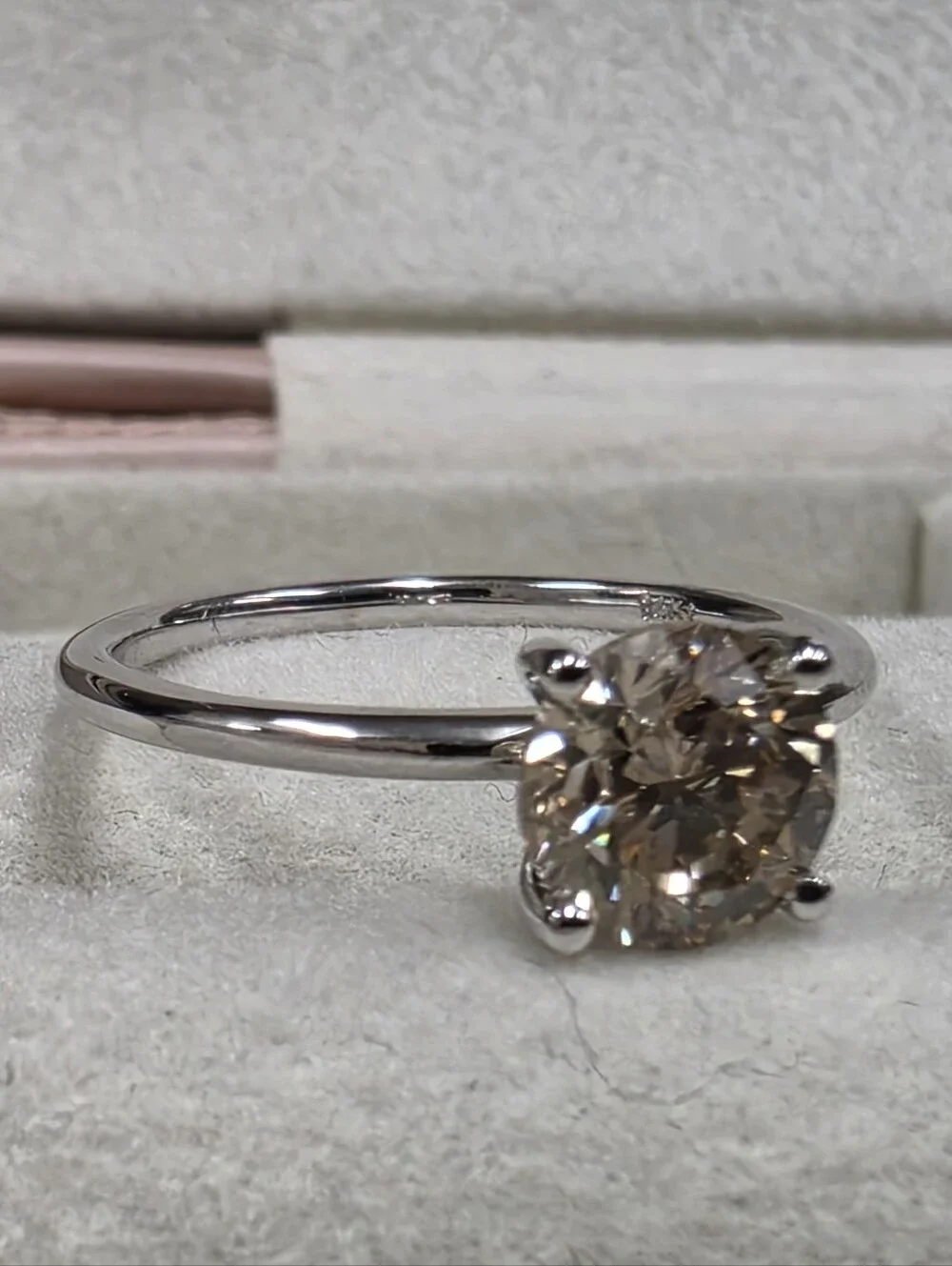 1.50ct. Champagne Diamond Solitaire Ring In 14kt. White Gold
